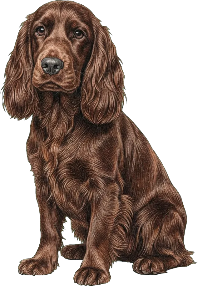Ilustración a lápiz de colores del English Cocker Spaniel