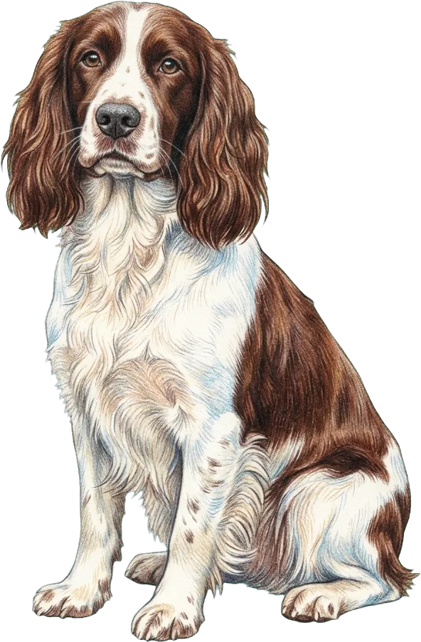 Ilustración a lápiz de colores del English Springer Spaniel