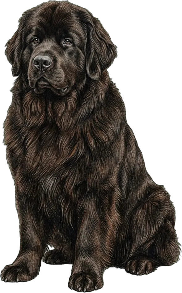 Ilustración a lápiz de colores del Newfoundland