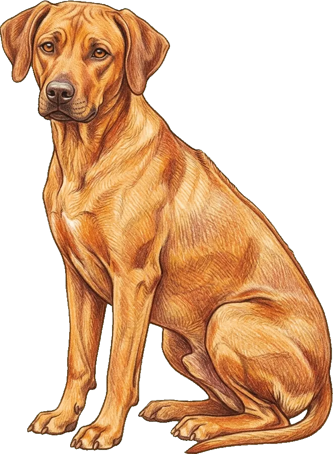 Coloured-pencil illustration of the Rhodesian Ridgeback