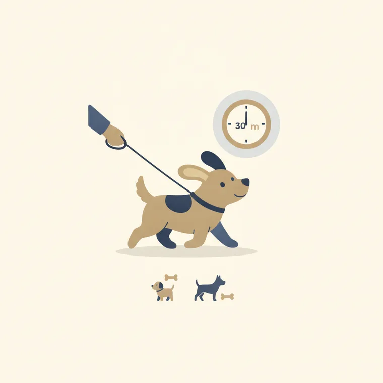 Illustration of a dog on a walk with a timer